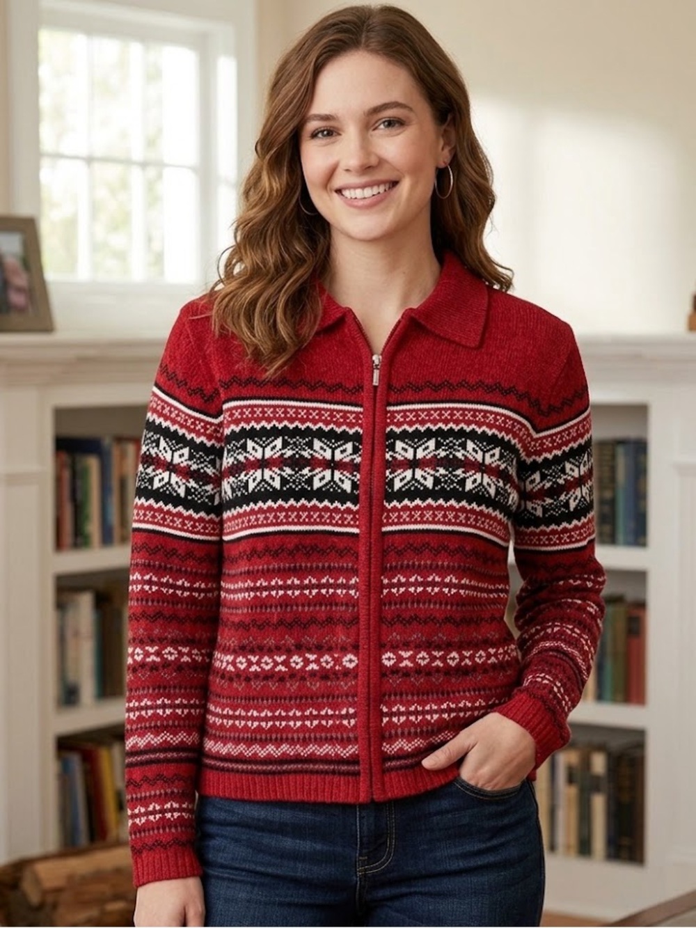 Vintage Snowflake cardigan sweater Zip-Up Sweater cardigan cottagecore